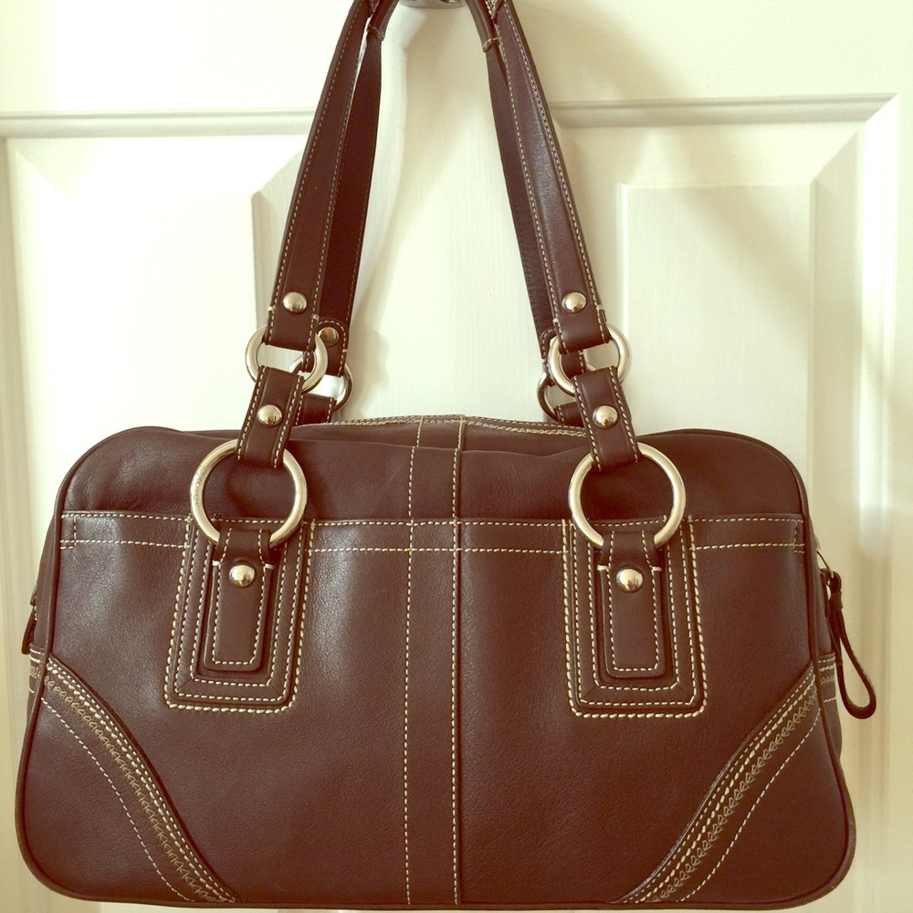 Soho Large Satchel Bag Brown Leather